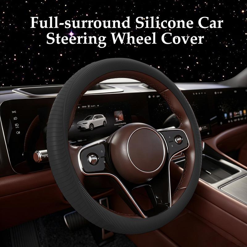 Soft Silicone Steering Wheel Cover Wear-resistant Tire Pattern Car Accessories Auto Protective Decoration Steering Wheel Cover