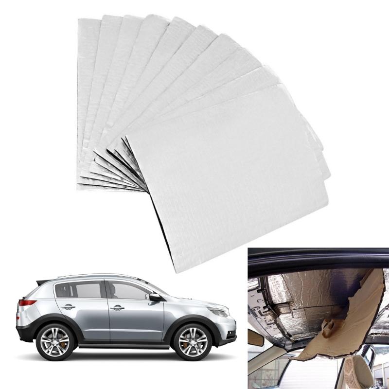 Set Of 10 Automotive Sound Insulation Mats, Aluminum Foil Backed Insulation Pads Dampening Sheets For Car Door Ceilings