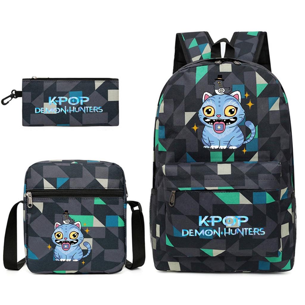 Movie Peripheral Print Backpack, School Bag Student Campus With Plush Ball Backpack