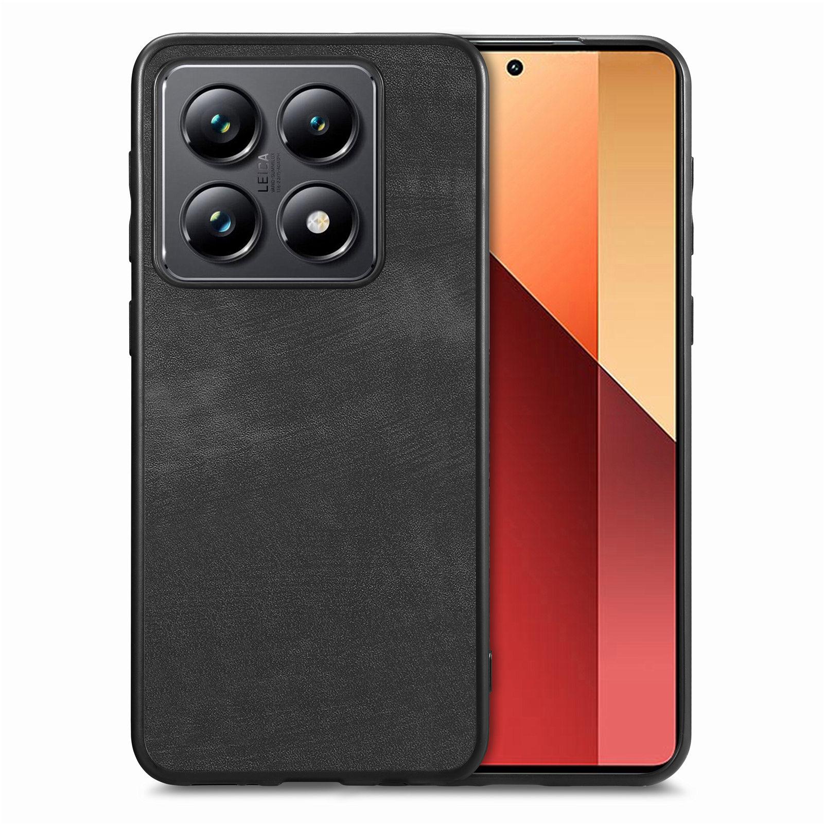 

Для Xiaomi 14T Pro Чехол Противоударный Тонкий Ретро Кожаный Чехол на Заднюю Панель Телефона Black