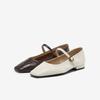 Bata Sheepskin Mary Jane Shallow Women's Vintage Elegant Versatile Flats