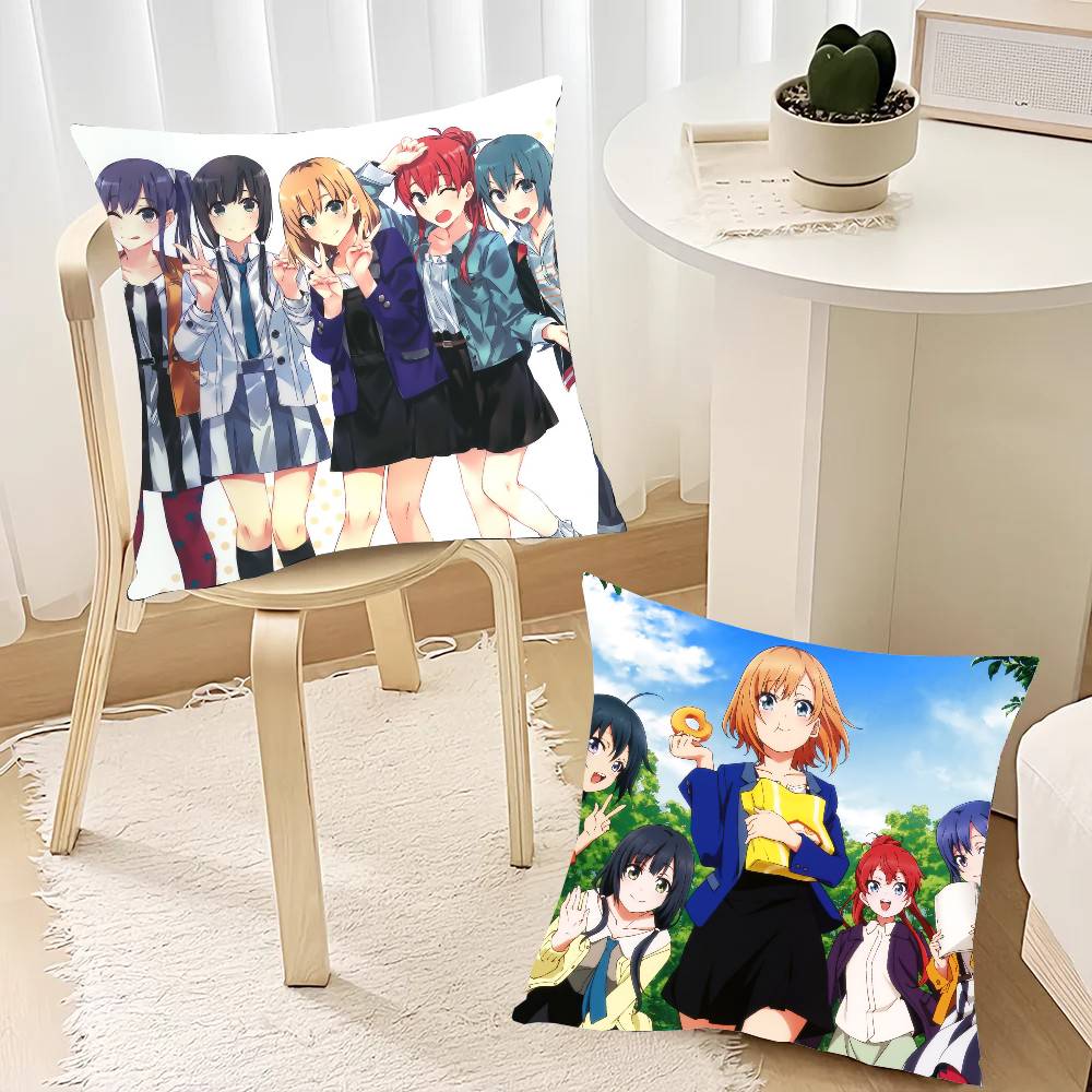 Anime S-SHIROBAKO Pillow Case Home Decor Throw For Sofa Bed Car Room Decor Gift Idea