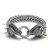 Herren Edelstahl Wikinger Wolfskopf Kette Armband Retro Punk Stil Titan Biker Zubehör