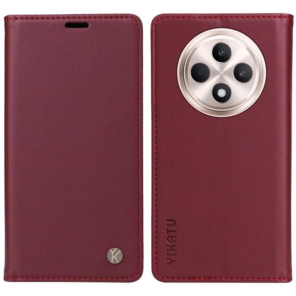 YIKATU YK-001 For Oppo Reno12 F 4G Case Wallet Leather Phone Cover Strong Magnetic Closure