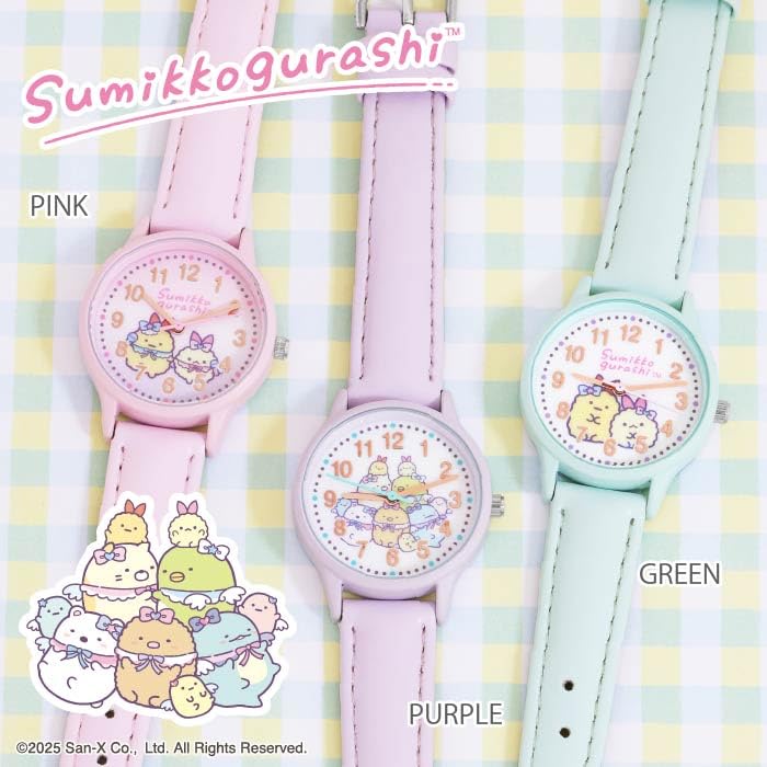J-AXIS Sumikko Gurashi Ebi-ten Tail Watch, Officially Licensed Character Series, Model CX2C0007, Purple Plastic Case