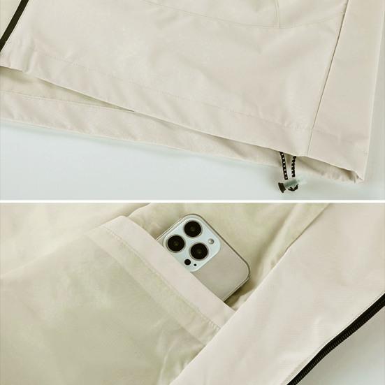 Men Women Windbreaker Waterproof Stand-up Collar Hooded Jacket Outdoor Coat with Zipper Pockets for Hiking Climbing Sports