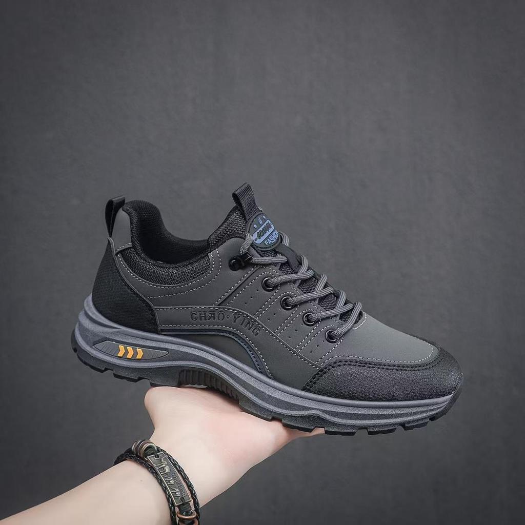 Men's Leather Hiking Shoes - Soft Sole, Versatile, Casual, Thick Sole Running Shoes for Spring and Autumn