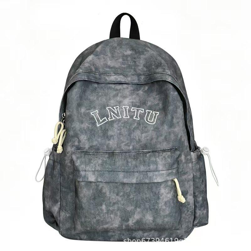 Schoolbag Fresh Embroidery Alphabet Backpack College Student Large Capacity Load Reduction Ridge Protection School Bag Middle School Mori Versatile