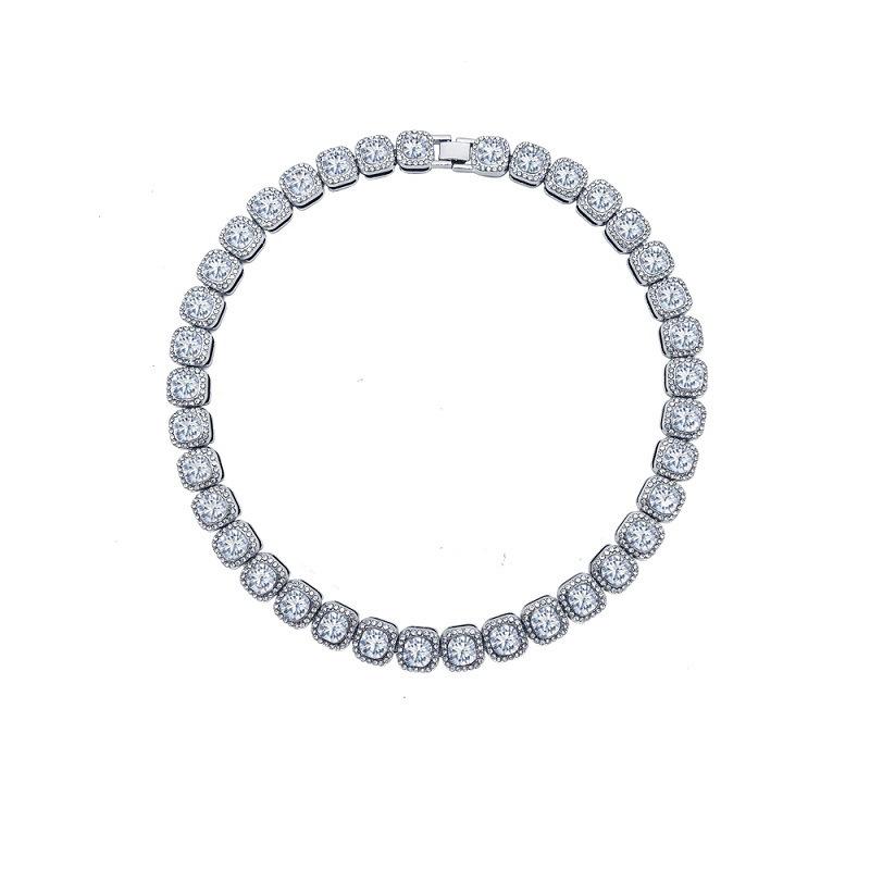 Meier Exaggerated rock sugar fat square diamond cuban necklace full diamond accessories men s clavicle chain 50cm