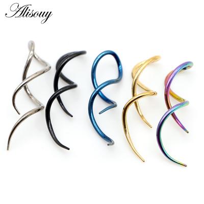 Alisouy Lot de 2 boucles d'oreilles pendantes en acier inoxydable style punk en forme de 8 pour homme et femme