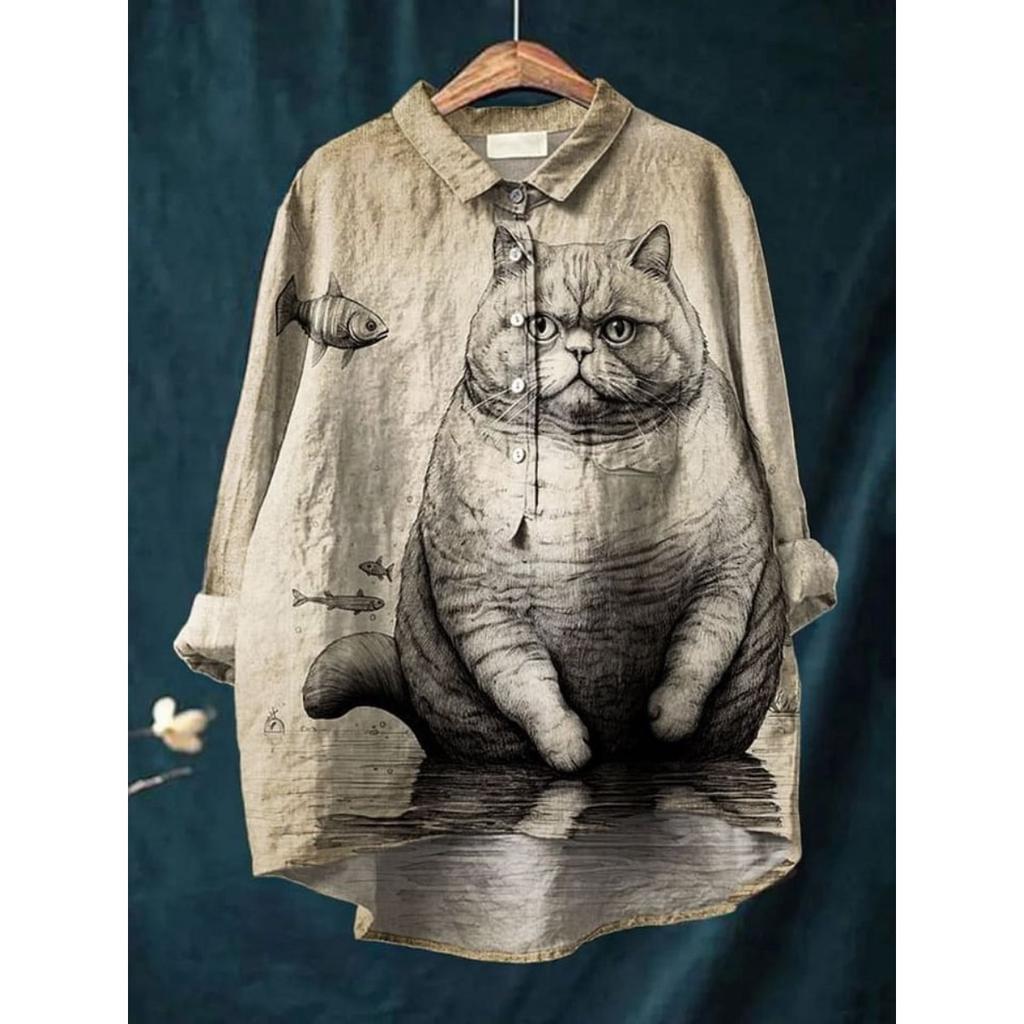 Dámská nová košile s potiskem a límcem Slunečnicový top