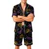 Herren Kurzarm-Pyjama-Set Knopfleiste Hemd und Shorts Weich Leicht Lässig Nachtwäsche S bis XXXXL Bequeme Passform