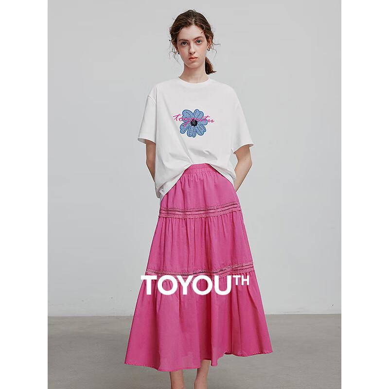 Chuyu Women s Spliced Lace A-Line Midi Skirt L