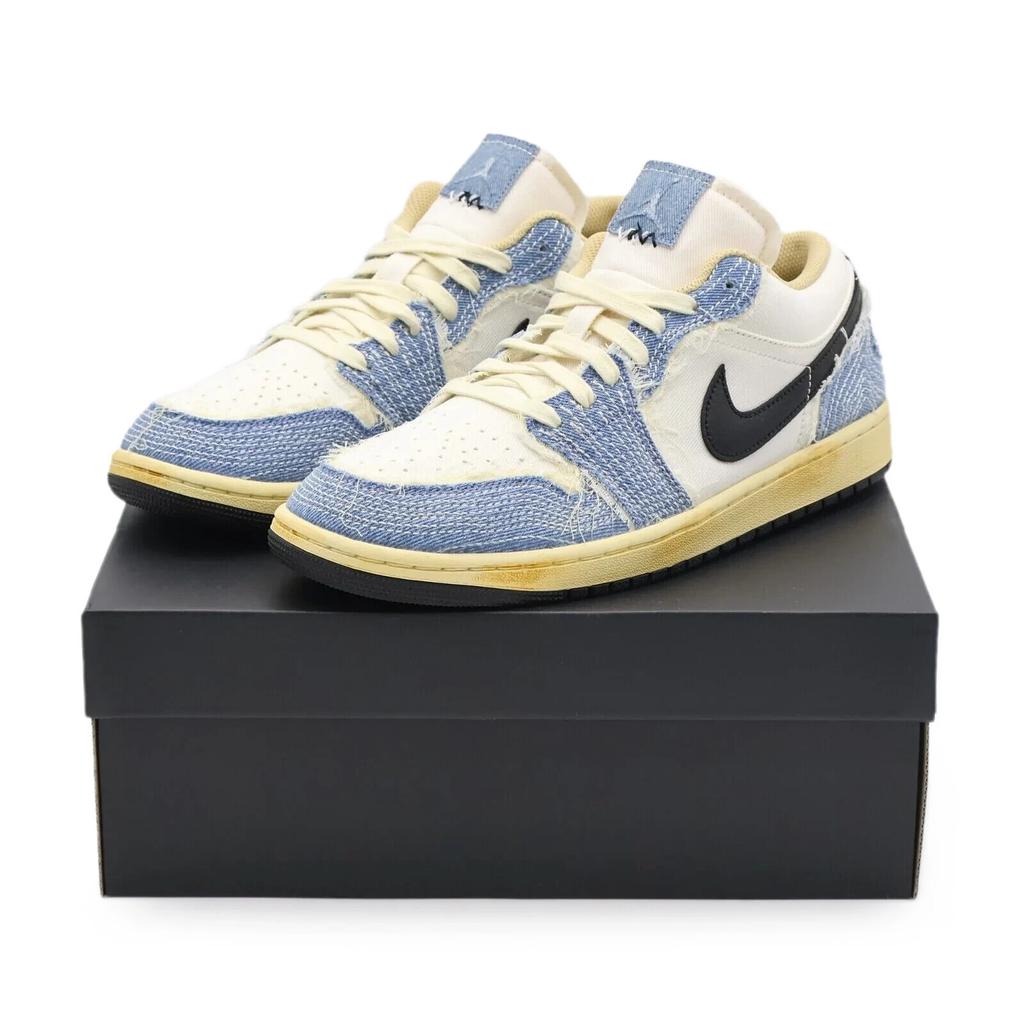 FN7670-493 Nike Air Jordan 1 Low SE World Make Japan Sashiko Denim Marfil (de los hombres)
