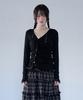 Mireco Asymmetric Shirring Lace Cardigan Black