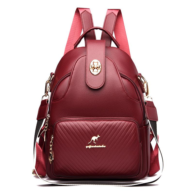 Umhängetasche Damenmode PU Weichleder Rucksack Persönlichkeit Trend Dual-Use-Schultasche