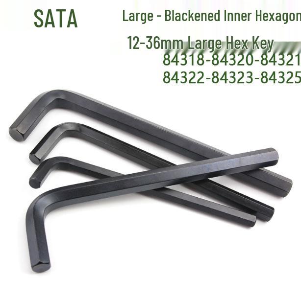 SATA Blackened Flat Head Large Inner Hex Wrench Set (Sizes: 84318-84329, 84332, 84334, 84338) 12MM Hexagon 84318