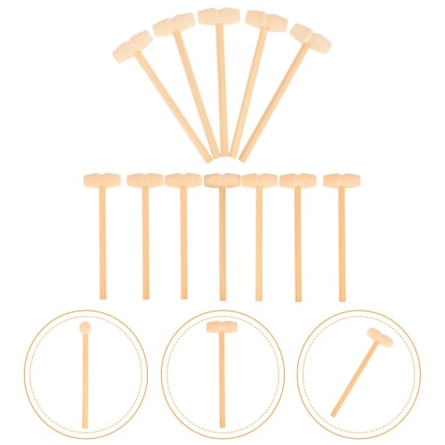 KESYOO Wooden Hammers, Mini Mallets, Ornamental Small Mallets, Wood Tools, Pack of 12 (Style A)