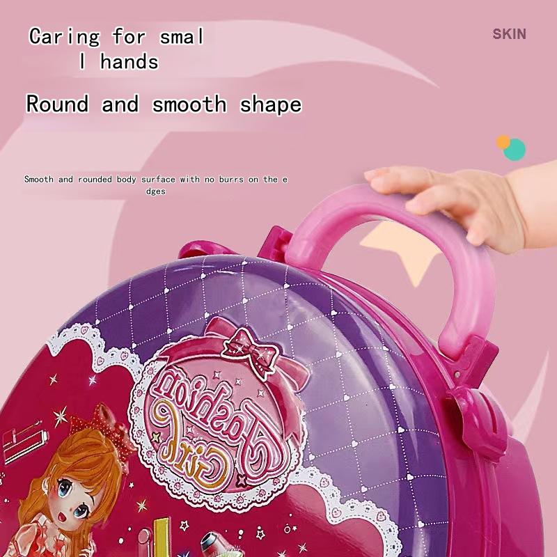 3-in-1 Kids Dressing Table Makeup Station with Suitcase Toy for Girls