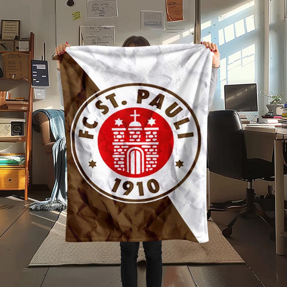 1Pc St. Pauli FC Print Flannel Blanket, High quality Comfortable for All Seasons, Home Decor, Warmth and Comfort, Perfect for Christmas GiftS