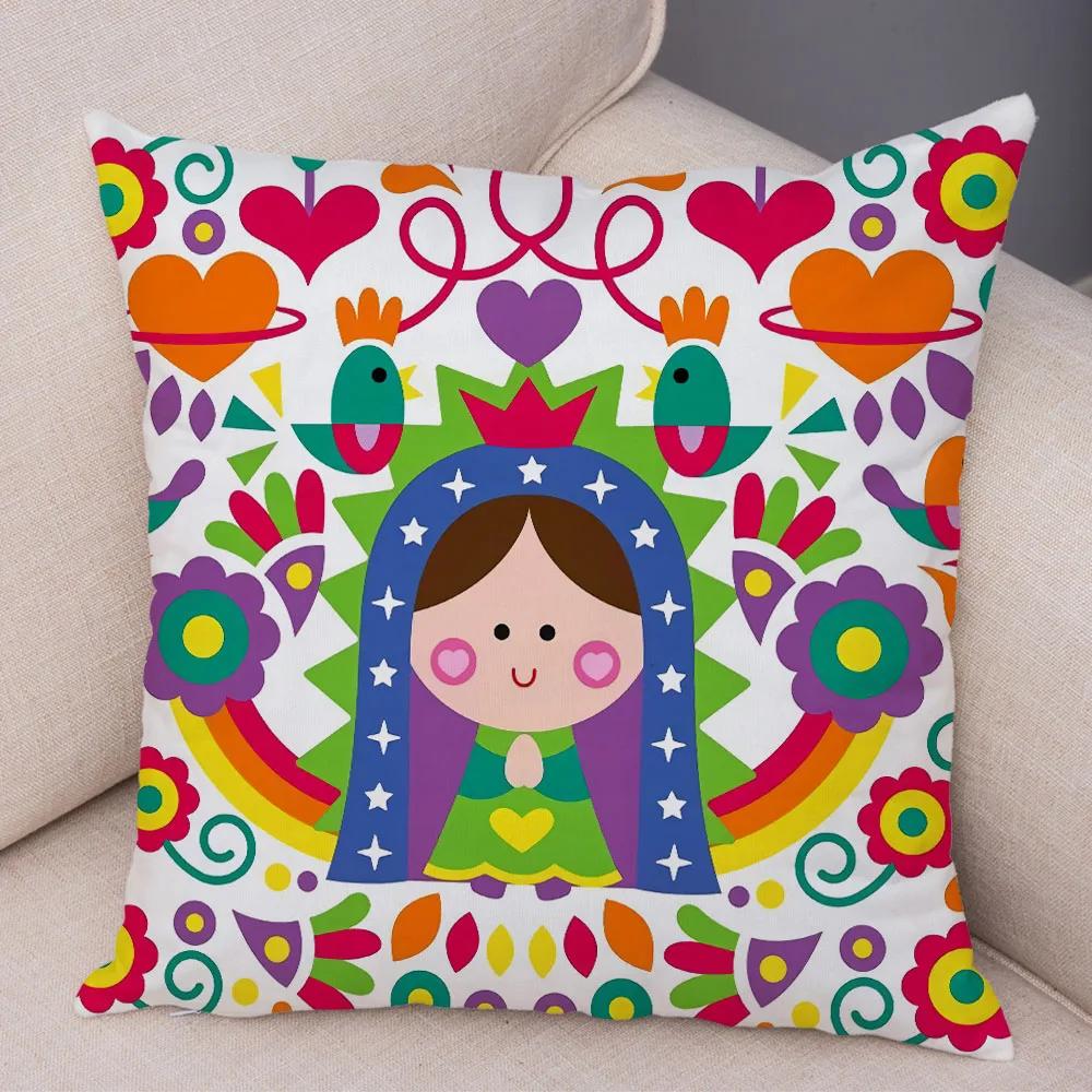 Jungfrau Maria Kunst Kissenbezug Dekoration Kawaii Cartoon Kinder Sofakissenbezug Zuhause Auto