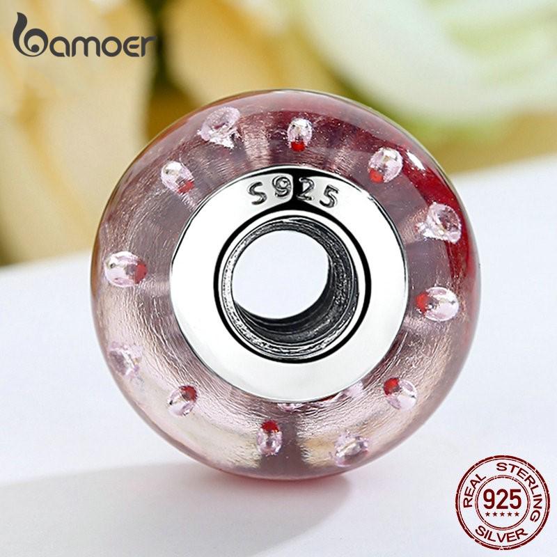 

BAMOER Лидер продаж, красные шипучие бусины из европейского муранского стекла, подвески для браслетов «сделай сам» 925 silver