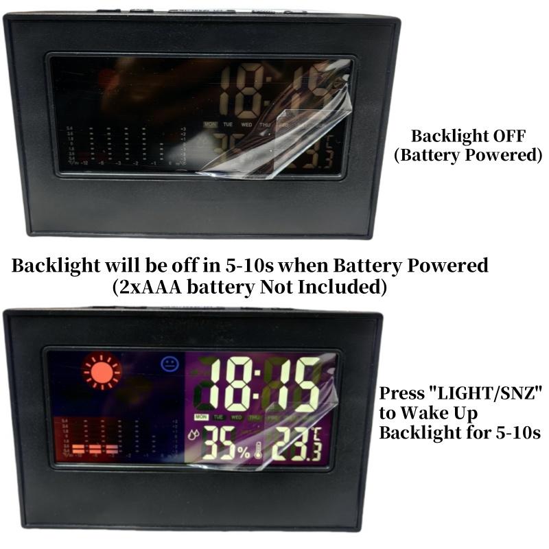 Voice Control Digital Weather Clock TEMP Humidity With Backlight Weather Forecst 12/24H Electronic LCD Clock With USB Cable