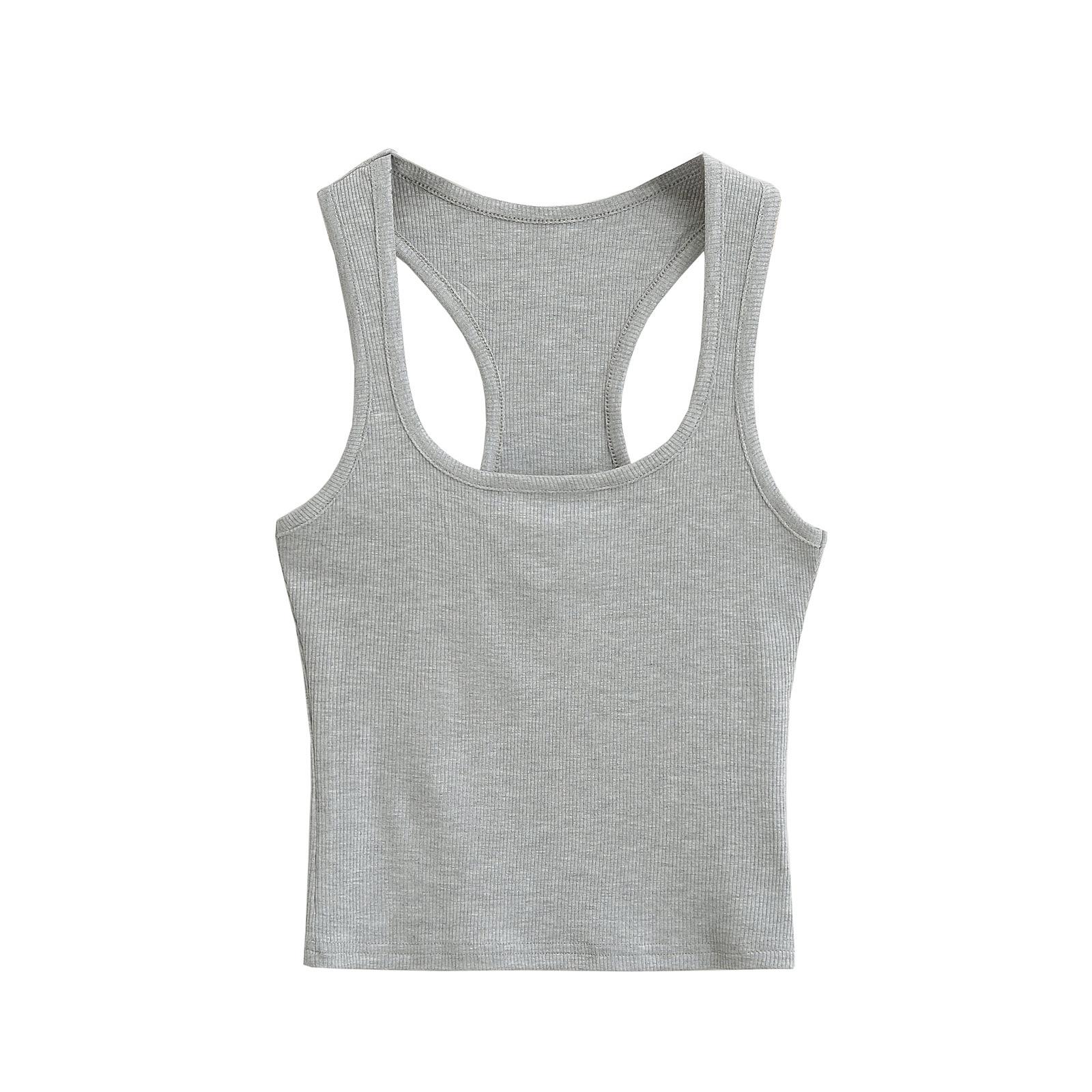 

Топ-майка в рубчик облегающего кроя 2025 Y2K - Десять цветов, узкое плечо Small светло-серый