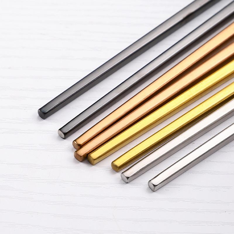 Matte 304 Stainless Steel Chopsticks Thickened and Lengthened Non-slip and High Temperature Resistance Integrated Domestic Sushi Chopsticks