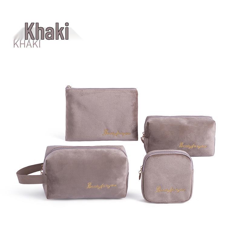 Samt-Make-up-Tasche: Hochkapazitives, Premium 4-teiliges Kosmetik- und Lippenstiftaufbewahrungsset