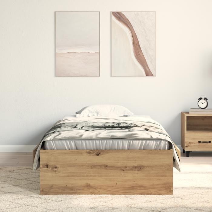 Lit vidaXL Artisan Chêne 90x190 cm Bois d'ingénierie 3333991