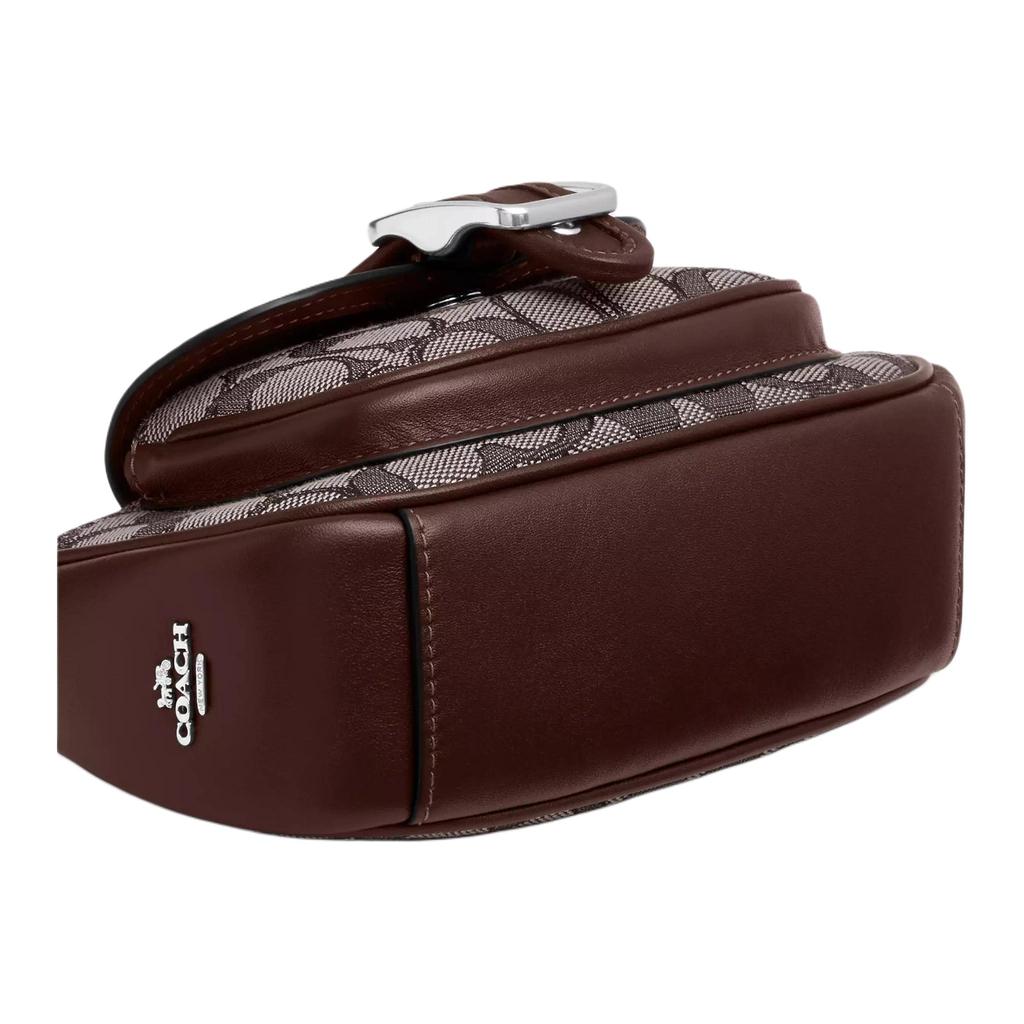 Coach Borsa a Spalla Ashton 20 Fibbia Argentata Logo Jacquard Pelle d'Agnello Liscia Piccola da Donna CDB18-SVS8S