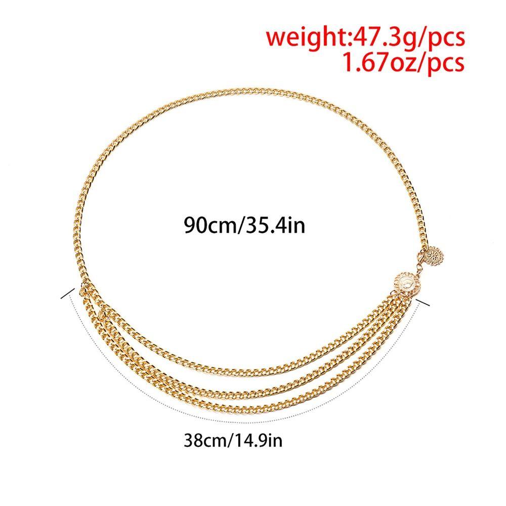 Antique Jewelry Ethnic Style Body Chain Body Accessory Adjustable Sunflower Round Waist Chain Retro Gold Waist Belt Women