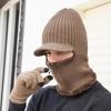 Zipper-open neck warmer brim hat (for men) (3 colors)