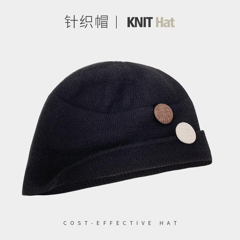 Warm Knitted Hat for Women, Small Face In Autumn and Winter, Versatile, Cold-proof Ear Protection Wool Hat, Fashionable Big Head Circumference Co