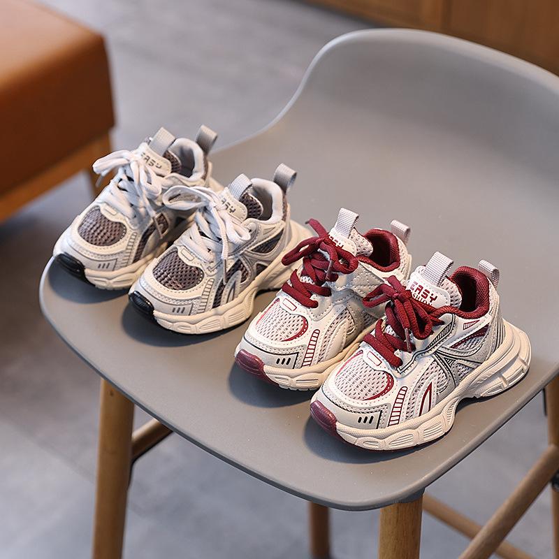 Kids Mesh Breathable Sports Shoes Boys Girls Soft Sole Casual Dad Sneakers For Big Children