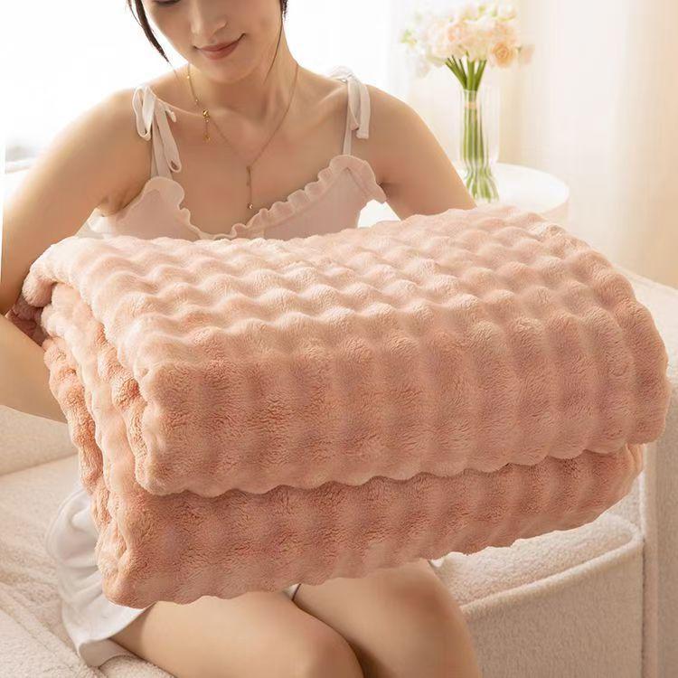 Útulná flanelová deka na zdřímnutí - Silný bublinkový korálový fleece na zimu