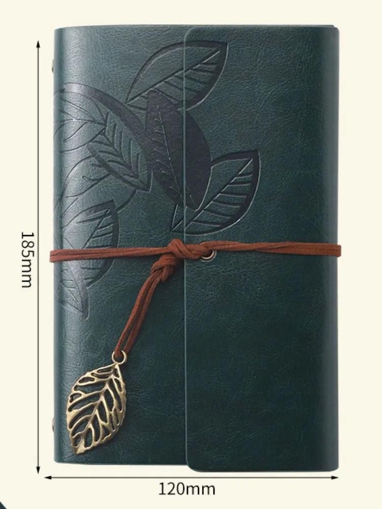 

Ретро блокнот тройного сложения с кольцевым механизмом, креативный студенческий блокнот формата А6 зелёный