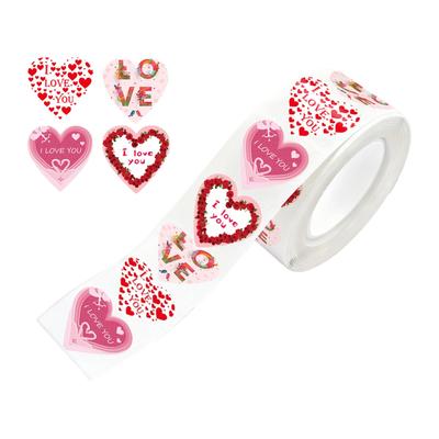 Valentines Day Stickers 500Pcs Red Heart Stickers Baking Packaging Sticker Envelope Seals Love Decorative Self-Adhesive Stickers