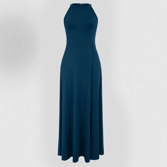 Women Summer High Slit Maxi Dress Halter Sleeveless Long Dress