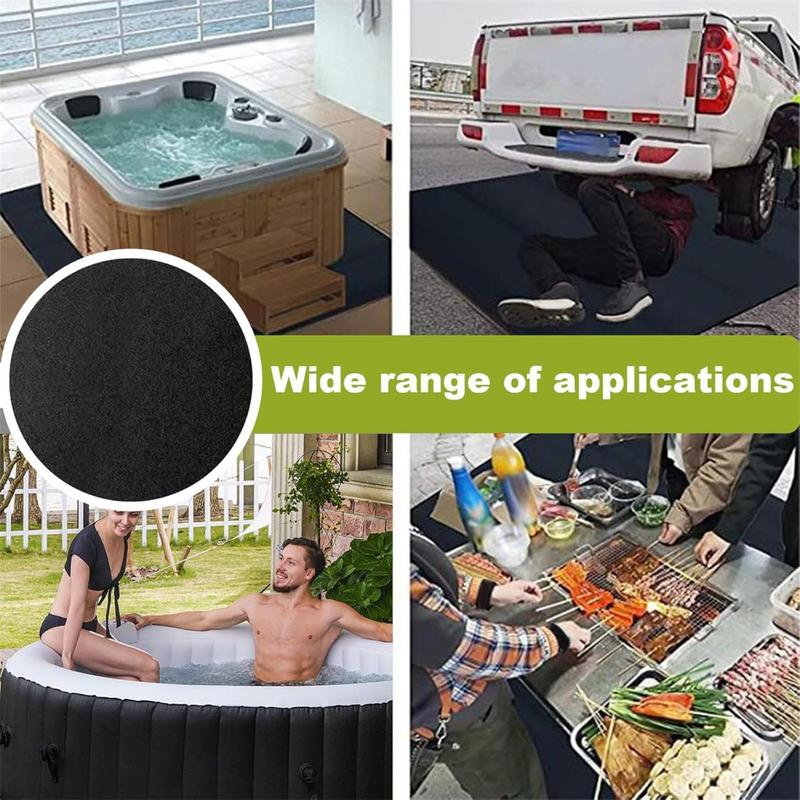 Hot Tub Mat 3.7m Diameter Non-Slip Inflatable Spa Pad Portable Waterproof Floor Protector Absorbent Ground Base For Indoor