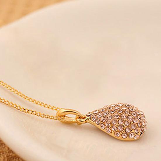 Necklace Shiny Adjustable Women Waterdrop Shape Rhinestone Pendant Chain for Travel Party
