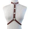 Adjustable Faux Leather Halterneck Choker Ring Waist Belt Body Chain Harness