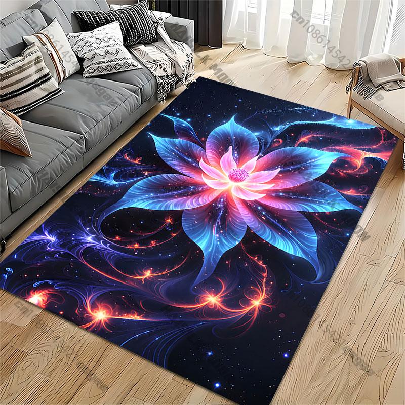 Vibrant cosmic flower energy carpet Yoga living room room decor children's crawling mat doormat area rug games mat