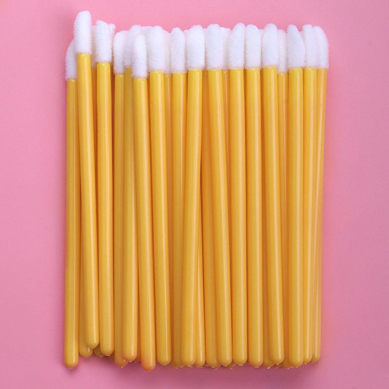 50-Pack Disposable Lip Brushes - Portable Solid Lipstick, Lip Gloss, and Makeup Cleaning Swabs