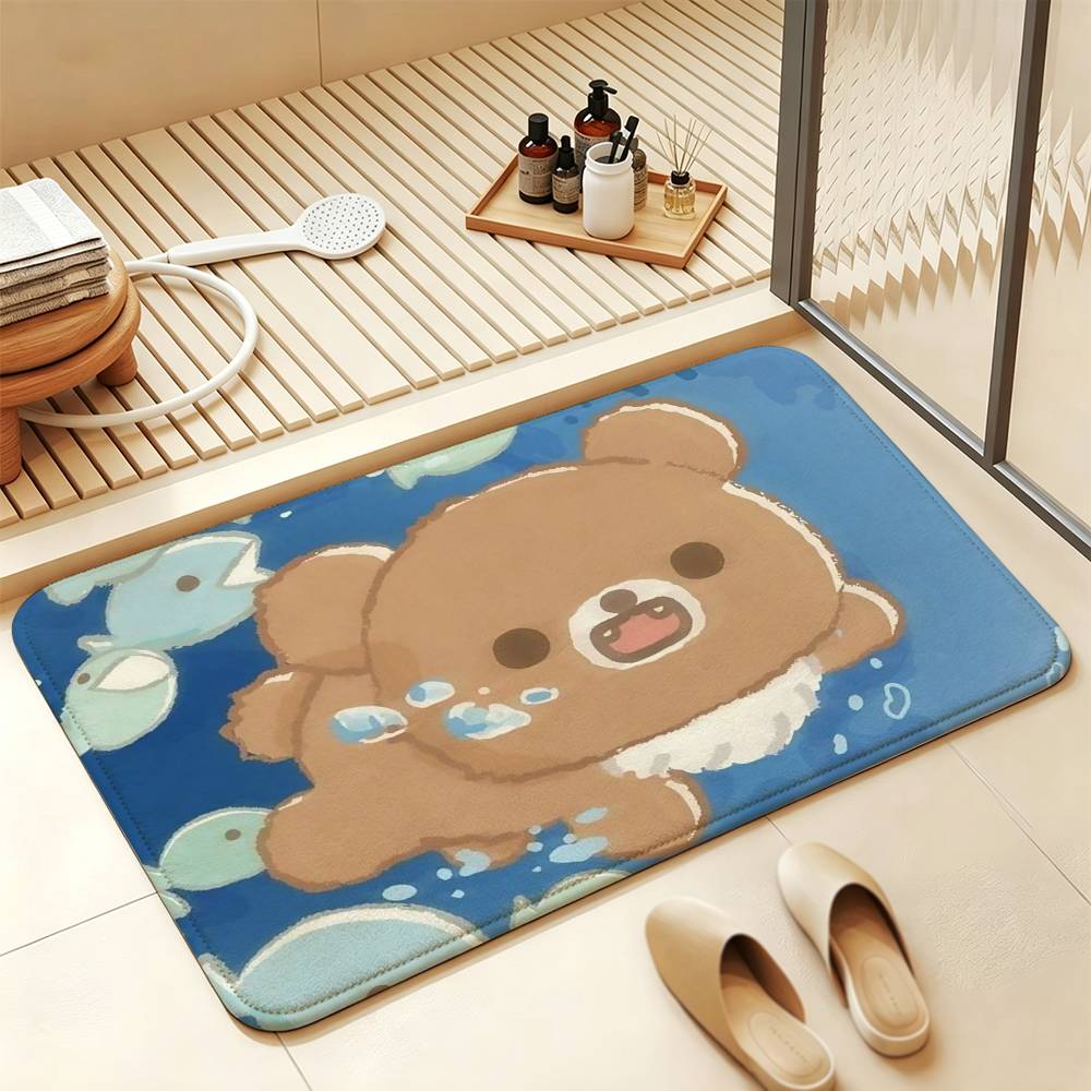 So Lovely R-Rilakkuma-S bear Anti‑Slip Floor Mat Short Plush Rug mat Soft Comfortable Machine Washable Home Decor