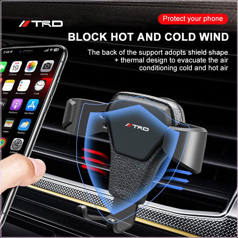 1pcs Gravity Car Phone Holder Air Vent GPS Stand Car Accessories for Toyota TRD GR Yaris Mark-X Mirai Yaris Corolla Avensis Aygo Vitz Vios