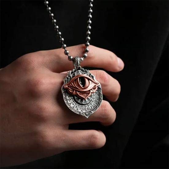 Tarot Vision Pendant All-Seeing Eye Necklace Charm Mystic Divination Jewelry Tarot Card Symbol Pendant with Smooth Rotation for Fate Insights
