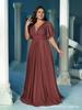 Plus Size V-Neck Chiffon Bridesmaid Dress 2024 