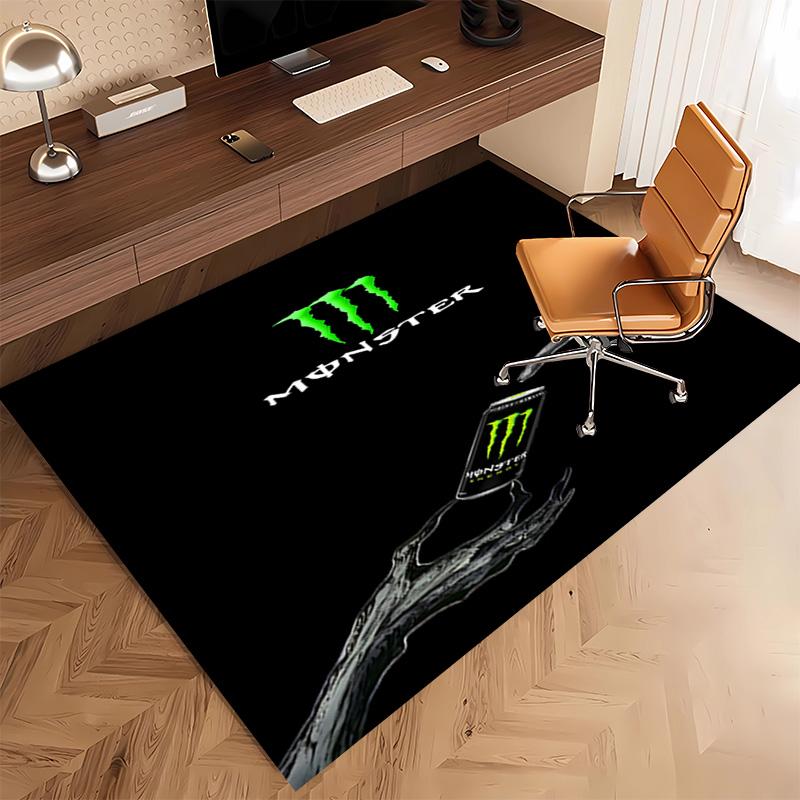 1 Stück Monster Energy LOGO Druck Teppich - Weich, Waschbar, Rutschfest, Indoor-Matte, Wohnzimmer, Home-Office Dekorativer Teppich, Büro Dekoration